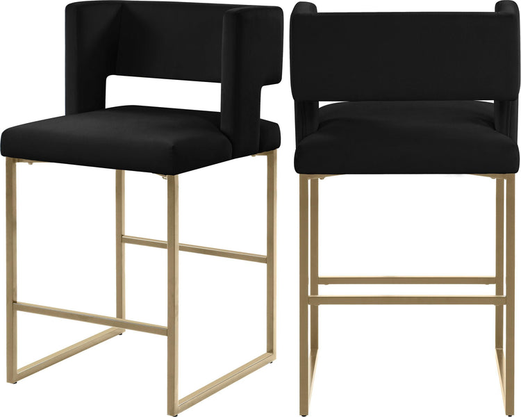 Meridian Furniture - Caleb - Counter Stool with Gold Legs (Set of 2) - 5th Avenue Furniture