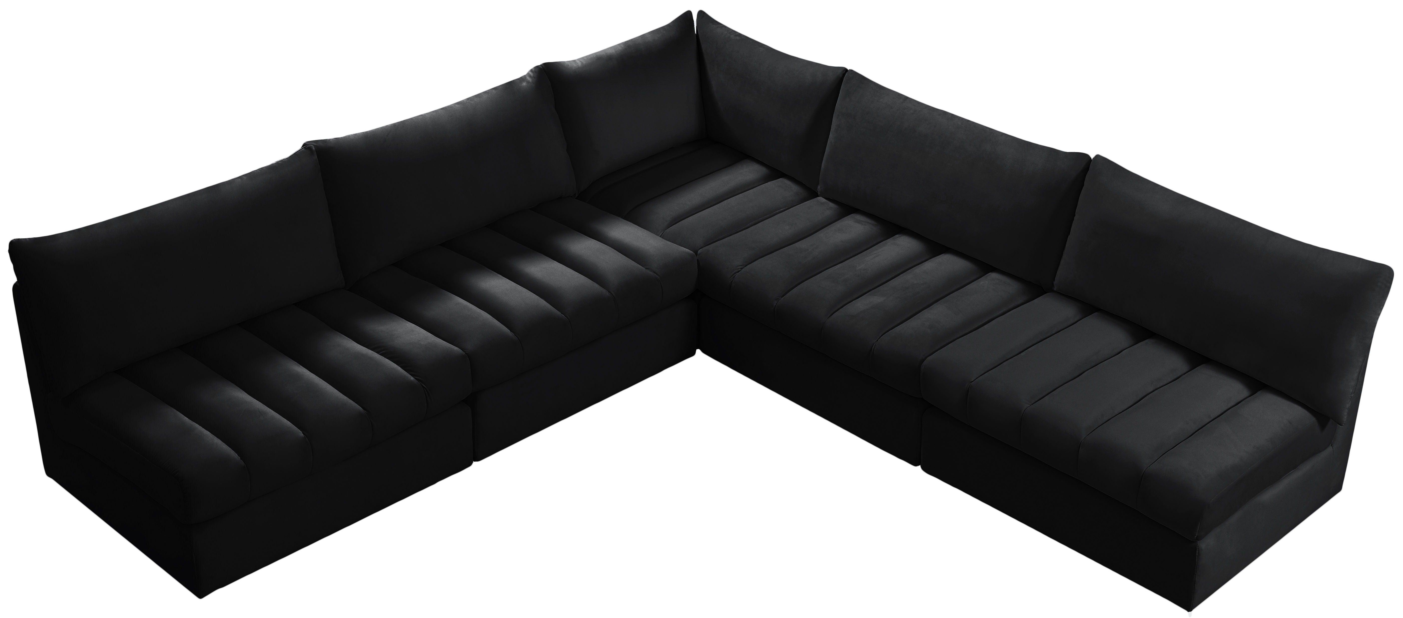 Meridian Furniture - Jacob - Modular Sectional 5 Piece - Black - 5th Avenue Furniture