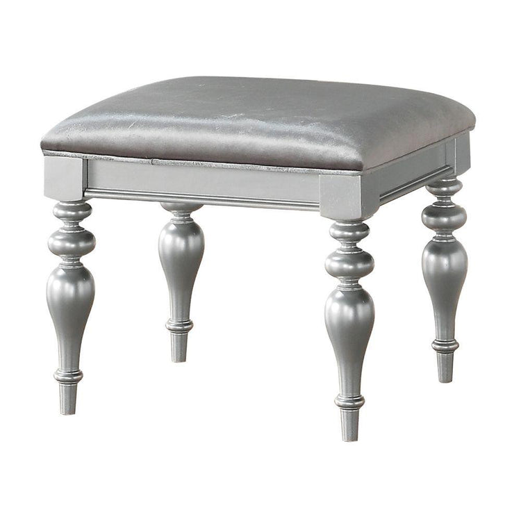 ACME - Maverick - Vanity Stool - Fabric & Platinum - 5th Avenue Furniture