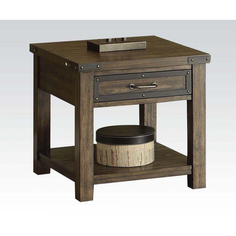 ACME - Kailas - End Table - Weathered Dark Oak - 5th Avenue Furniture