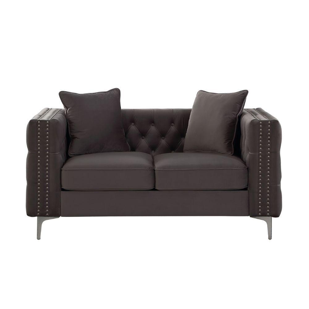 ACME - Gillian II - Loveseat - Dark Gray Velvet - 5th Avenue Furniture