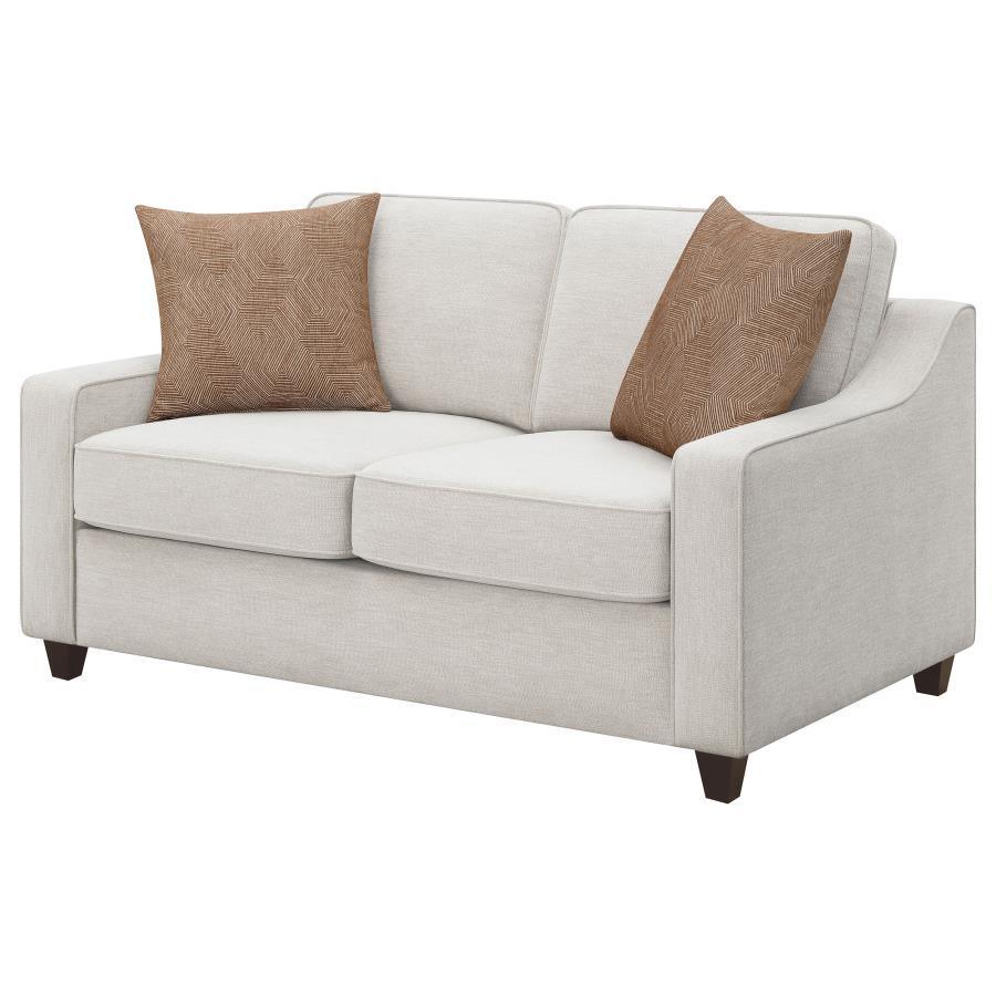 CoasterElevations - Christine - Upholstered Cushion Back Loveseat - Beige - 5th Avenue Furniture