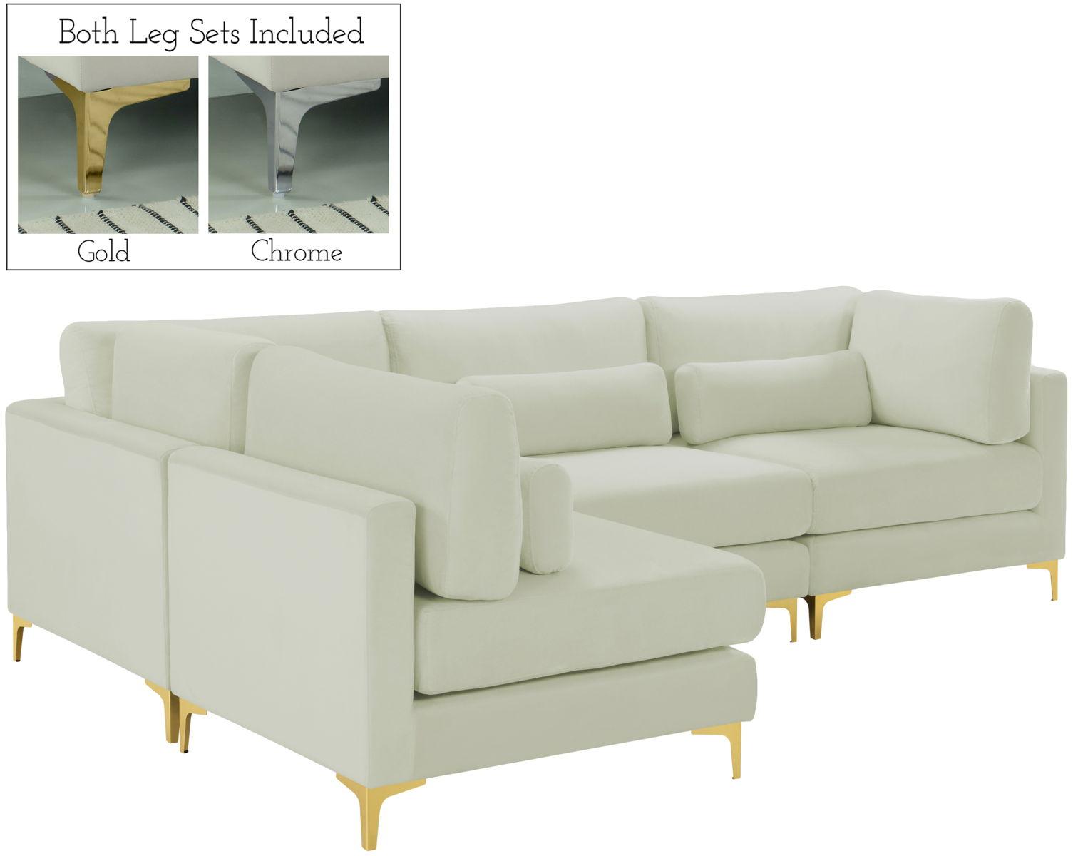 Meridian Furniture - Julia - Modular Sectional 4 Piece - Cream - 5th Avenue Furniture