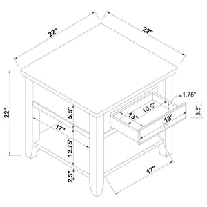 CoasterEssence - Bradford - Square 1-Shelf End Table - Walnut - 5th Avenue Furniture