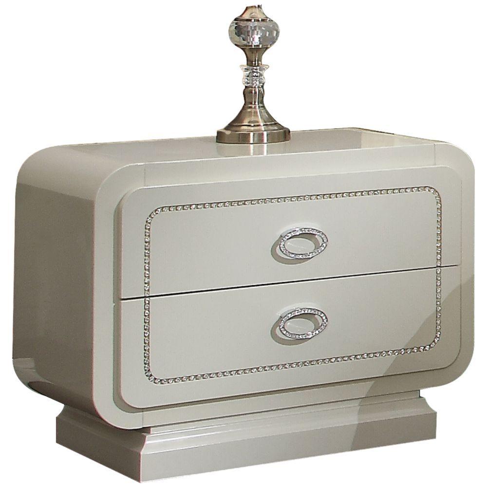 ACME - Bellagio - Nightstand - Ivory High Gloss - 5th Avenue Furniture