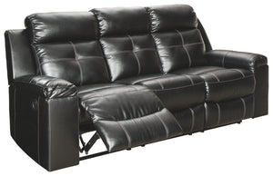 Ashley Furniture - Kempten - Black - Reclining Sofa - 5th Avenue Furniture