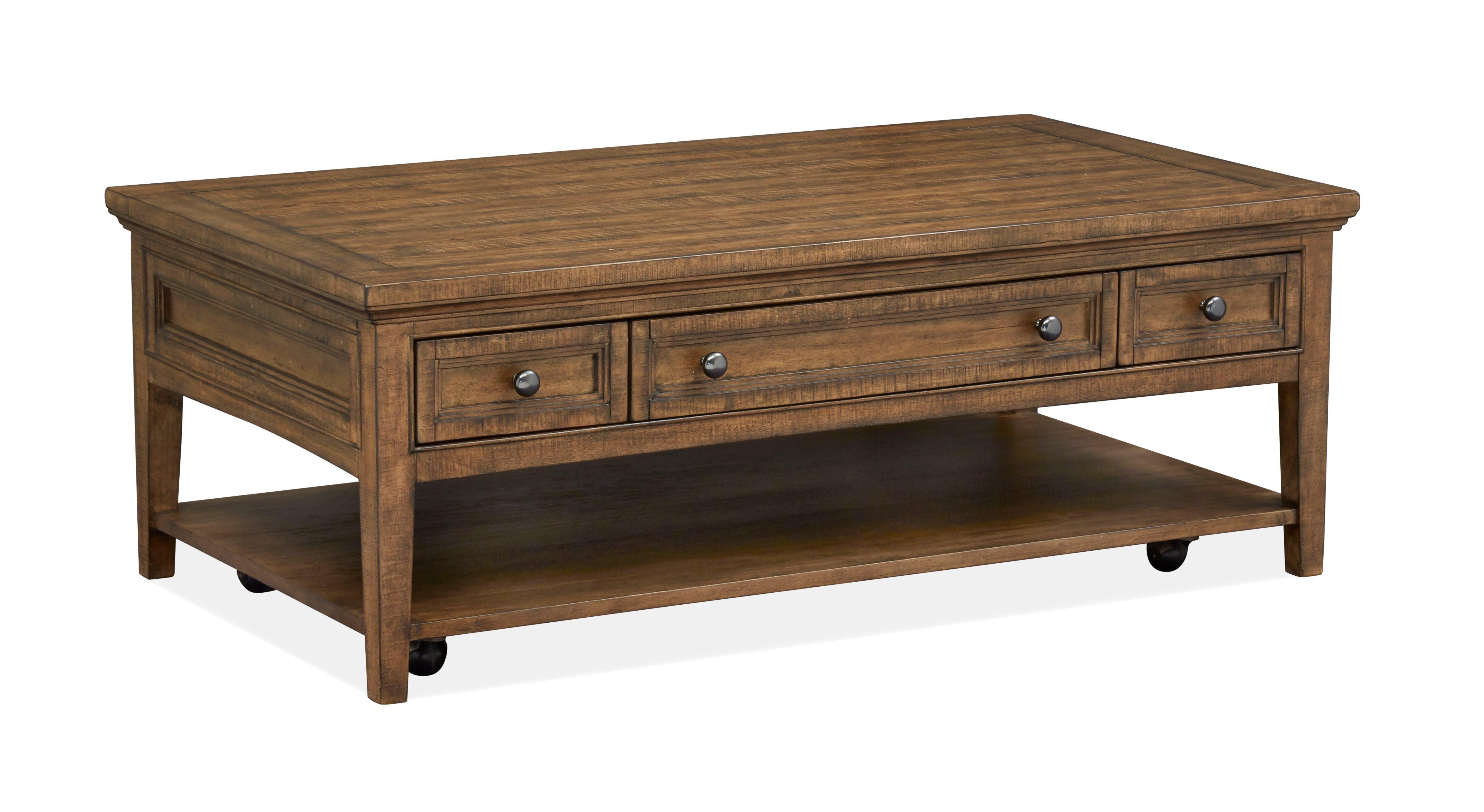 Magnussen Furniture - Bay Creek - Rectangular Cocktail Table With Casters - Toasted Nutmeg - 5th Avenue Furniture