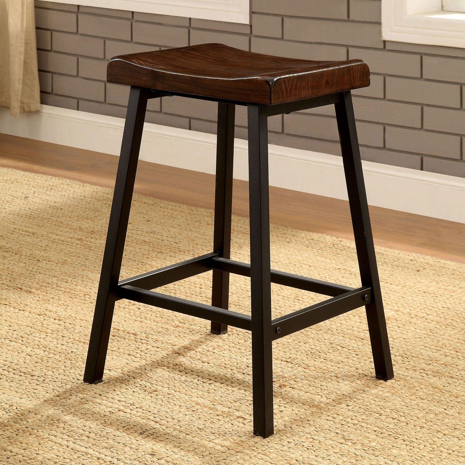 Furniture of America - Lainey - Counter Height Stool (Set of 2) - Medium Weathered Oak / Black - 5th Avenue Furniture