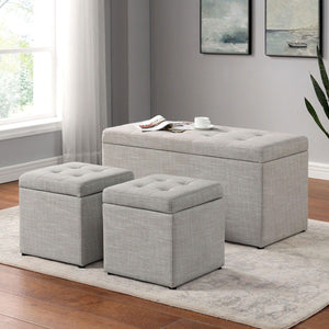 Furniture of America - Daryn - Storage Bench With Ottoman - Beige - 5th Avenue Furniture