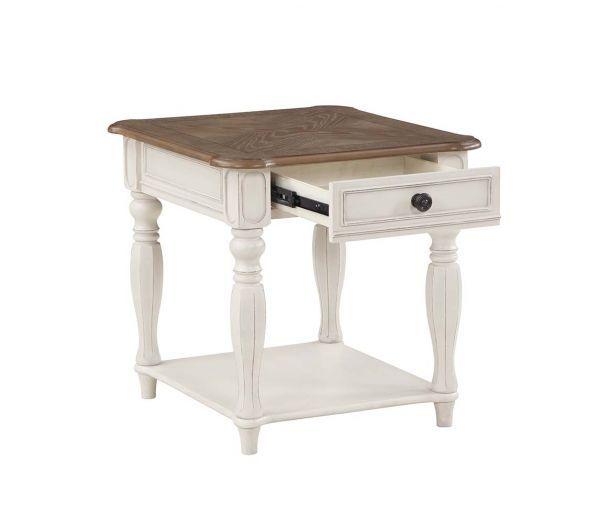 ACME - Florian - End Table - Oak & Antique White Finish - 5th Avenue Furniture