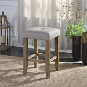 ACME - Charnell - Counter Height Chair (Set of 2) - Gary PU & Oak Finish - 5th Avenue Furniture