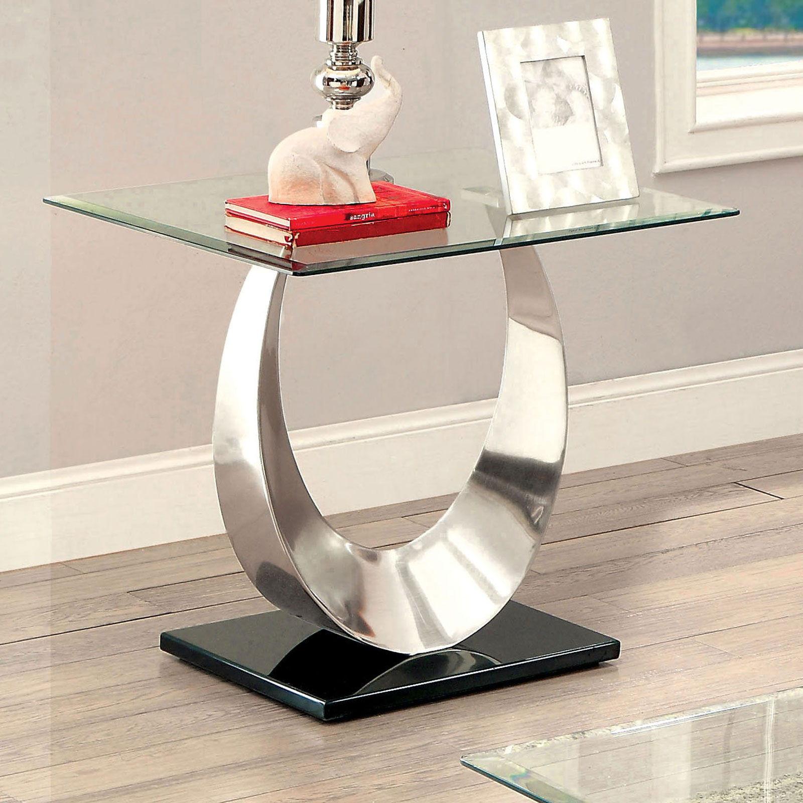 Furniture of America - Orla - End Table - Satin Plated / Black - 5th Avenue Furniture