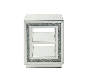 ACME - Noralie - End Table With 2 Tier Shelf - Mirrored & Faux Diamonds - 24" - 5th Avenue Furniture
