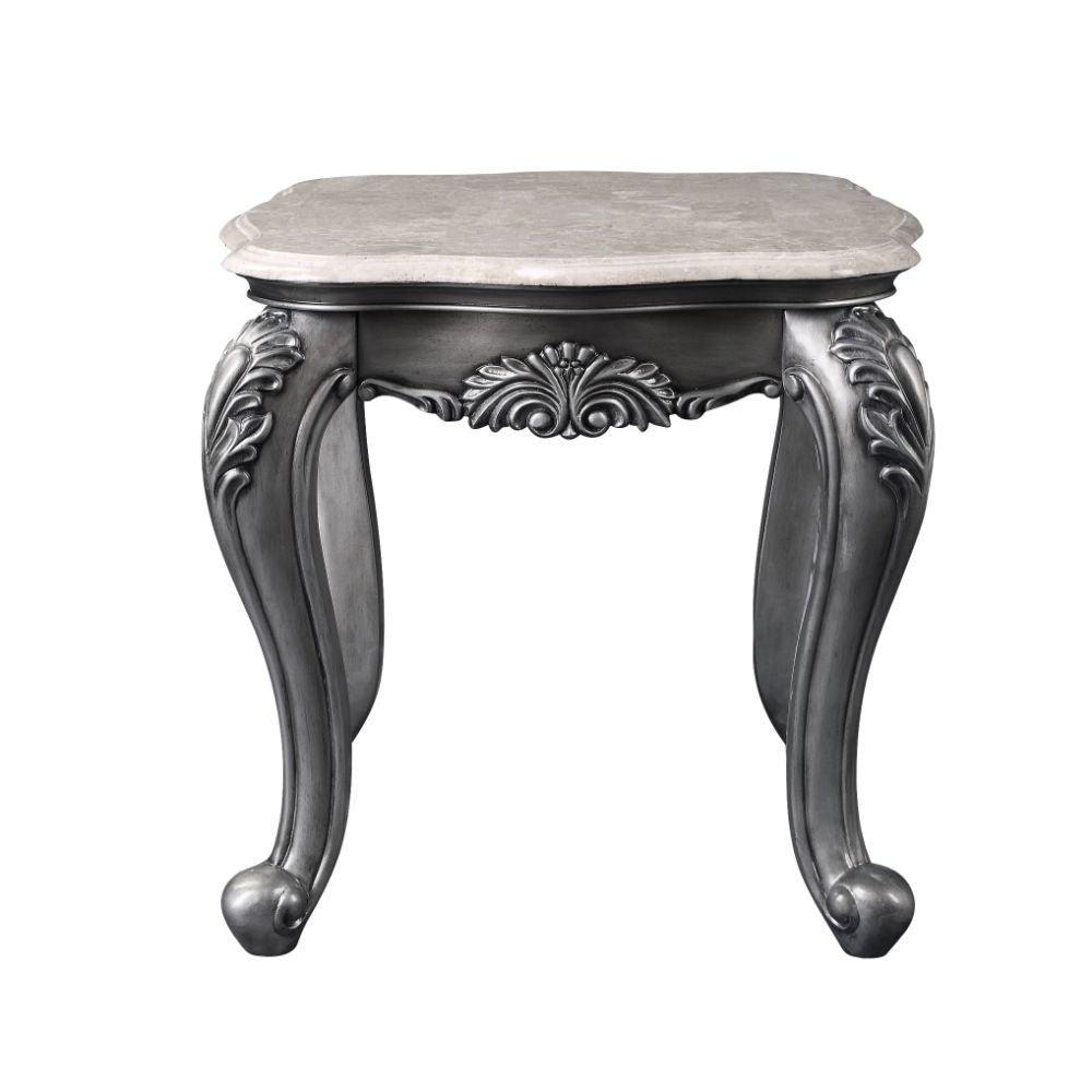 ACME - Ariadne - End Table - Marble & Platinum - 5th Avenue Furniture