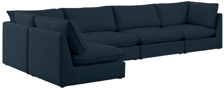 Meridian Furniture - Mackenzie - Modular Sectional 5 Piece- Navy - 5th Avenue Furniture