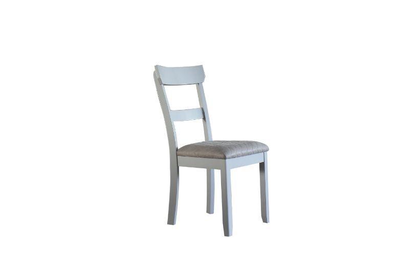 ACME - House - Marchese Side Chair (Set of 2) - Two Tone Gray Fabric & Pearl Gray Finish - 5th Avenue Furniture