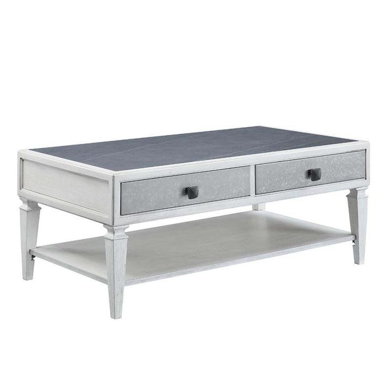 ACME - Katia - Coffee Table - Rustic Gray & Weathered White Finish - 5th Avenue Furniture