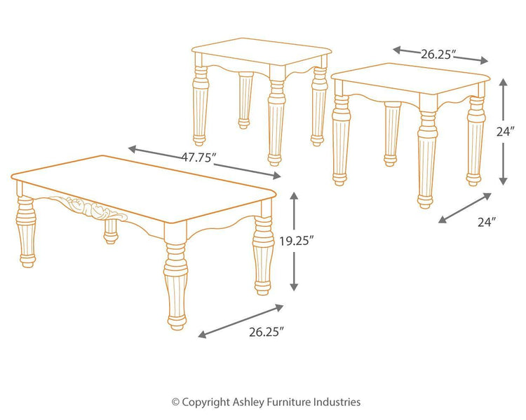 Ashley Furniture - North - Dark Brown - Occasional Table Set (Set of 3) - 5th Avenue Furniture