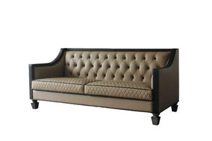 ACME - House - Beatrice Sofa - Tan PU, Black PU & Charcoal Finish - 5th Avenue Furniture