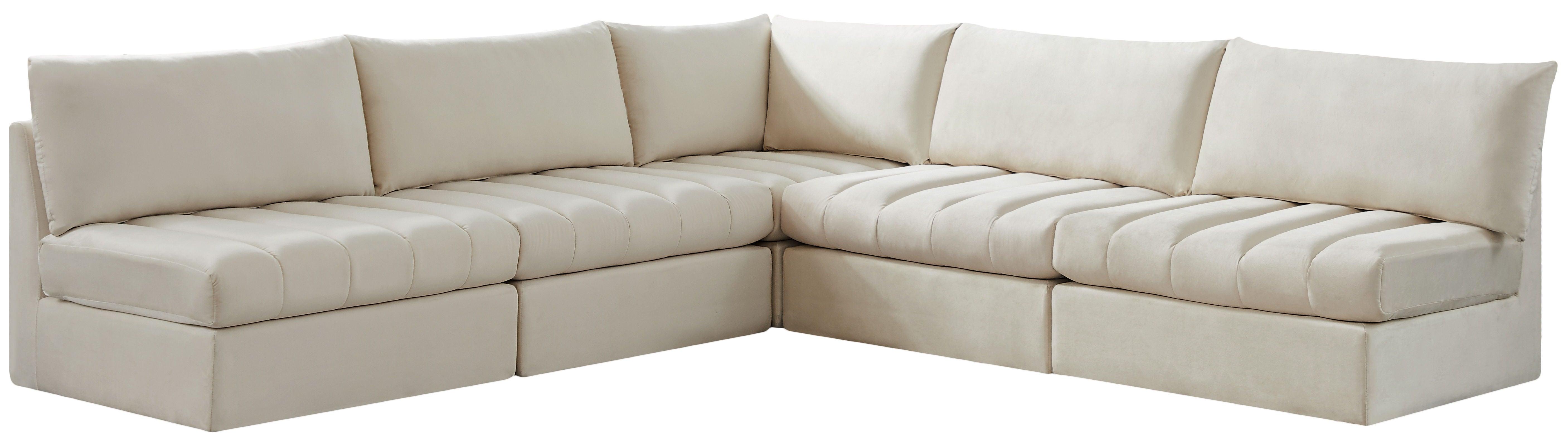 Meridian Furniture - Jacob - Modular Sectional 5 Piece - Cream - Fabric - Modern & Contemporary - 5th Avenue Furniture