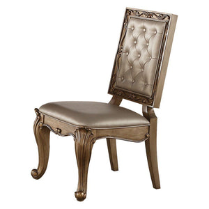 ACME - Orianne - Side Chair (Set of 2) - Champagne PU & Antique Gold - 5th Avenue Furniture