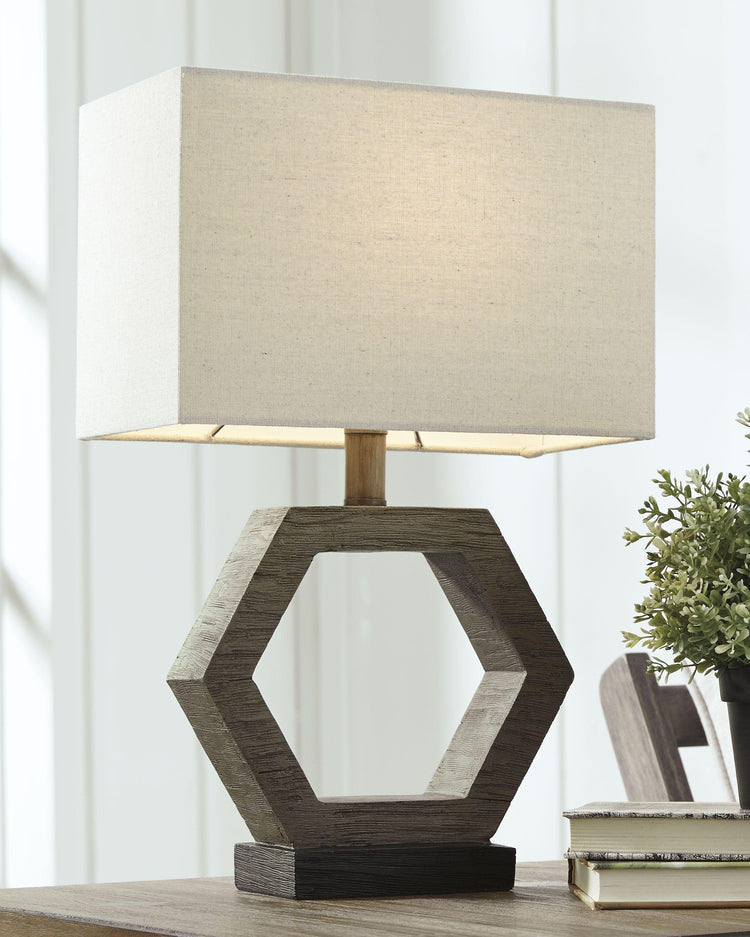Ashley Furniture - Marilu - Gray Dark - Poly Table Lamp - 5th Avenue Furniture