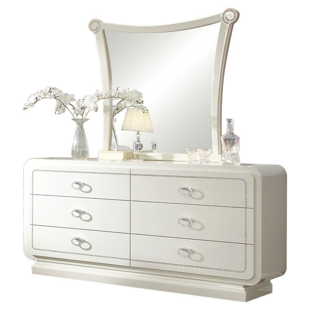 ACME - Bellagio - Mirror - Ivory High Gloss - 5th Avenue Furniture