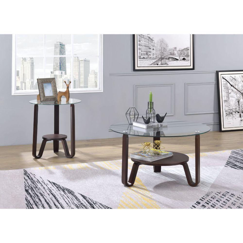 ACME - Darby - End Table - Dark Walnut & Clear Glass - 5th Avenue Furniture