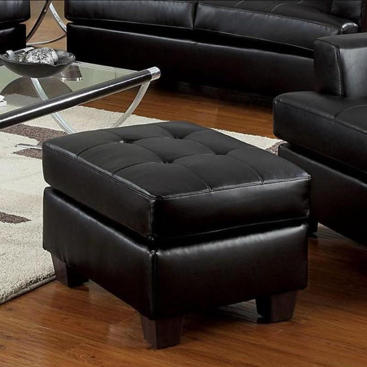 ACME - Platinum - Ottoman - Black Bonded Leather - 5th Avenue Furniture