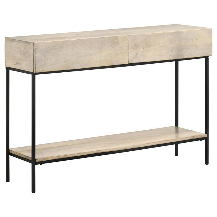 CoasterEssence - Rubeus - 2-Drawer Console Table With Open Shelf - White Washed - 5th Avenue Furniture
