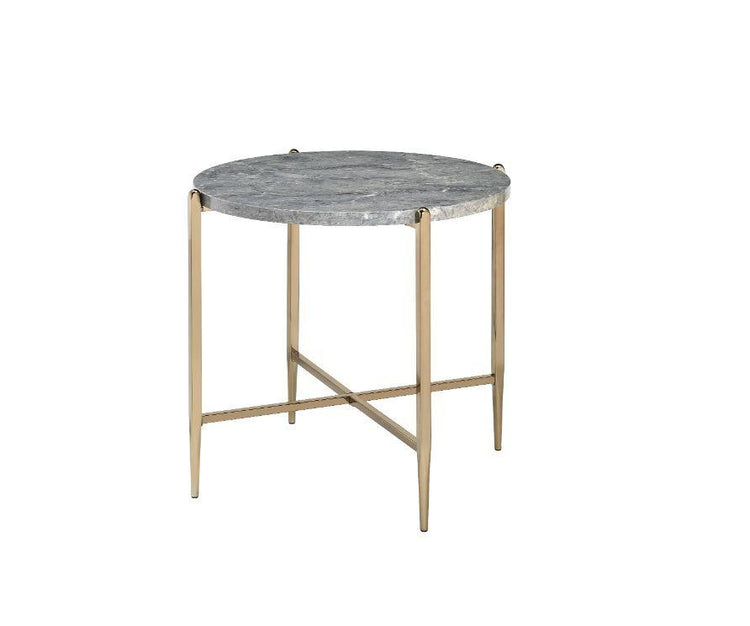 ACME - Tainte - End Table - Faux Marble & Champagne Finish - 5th Avenue Furniture