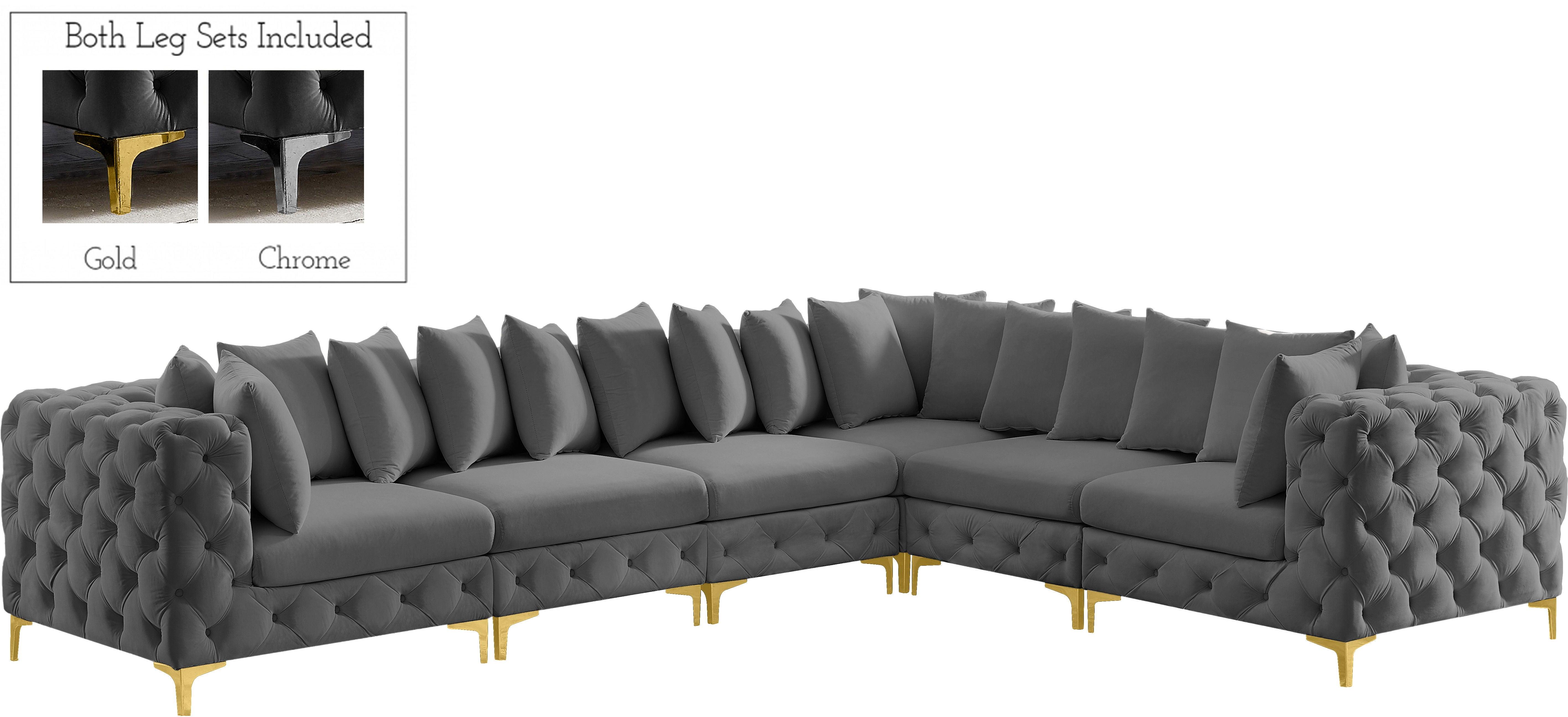 Meridian Furniture - Tremblay - Modular Sectional 6 Piece - Gray - Fabric - 5th Avenue Furniture