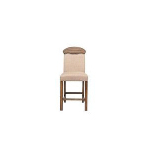 ACME - Maurice - Counter Height Chair (Set of 2) - Linen & Oak - 5th Avenue Furniture