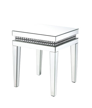 ACME - Lotus - End Table - Mirrored & Faux Crystals Inlay - 5th Avenue Furniture