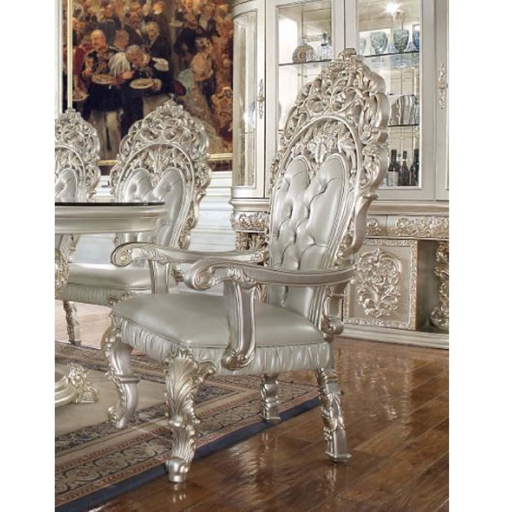 ACME - Sandoval - Arm Chair (Set of 2) - Beige PU & Champagne Finish - 5th Avenue Furniture
