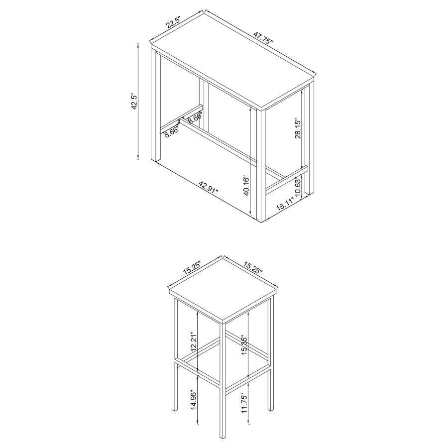 CoasterEveryday - Natividad - 5 Piece Bar Set - White High Gloss And Chrome - 5th Avenue Furniture