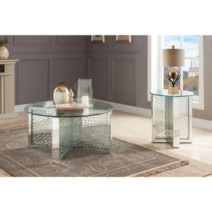 ACME - Nysa - Coffee Table - Mirrored & Faux Crystals - Glass - 5th Avenue Furniture