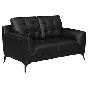 CoasterEssence - Moira - Upholstered Tufted Loveseat With Track Arms - Black - 5th Avenue Furniture