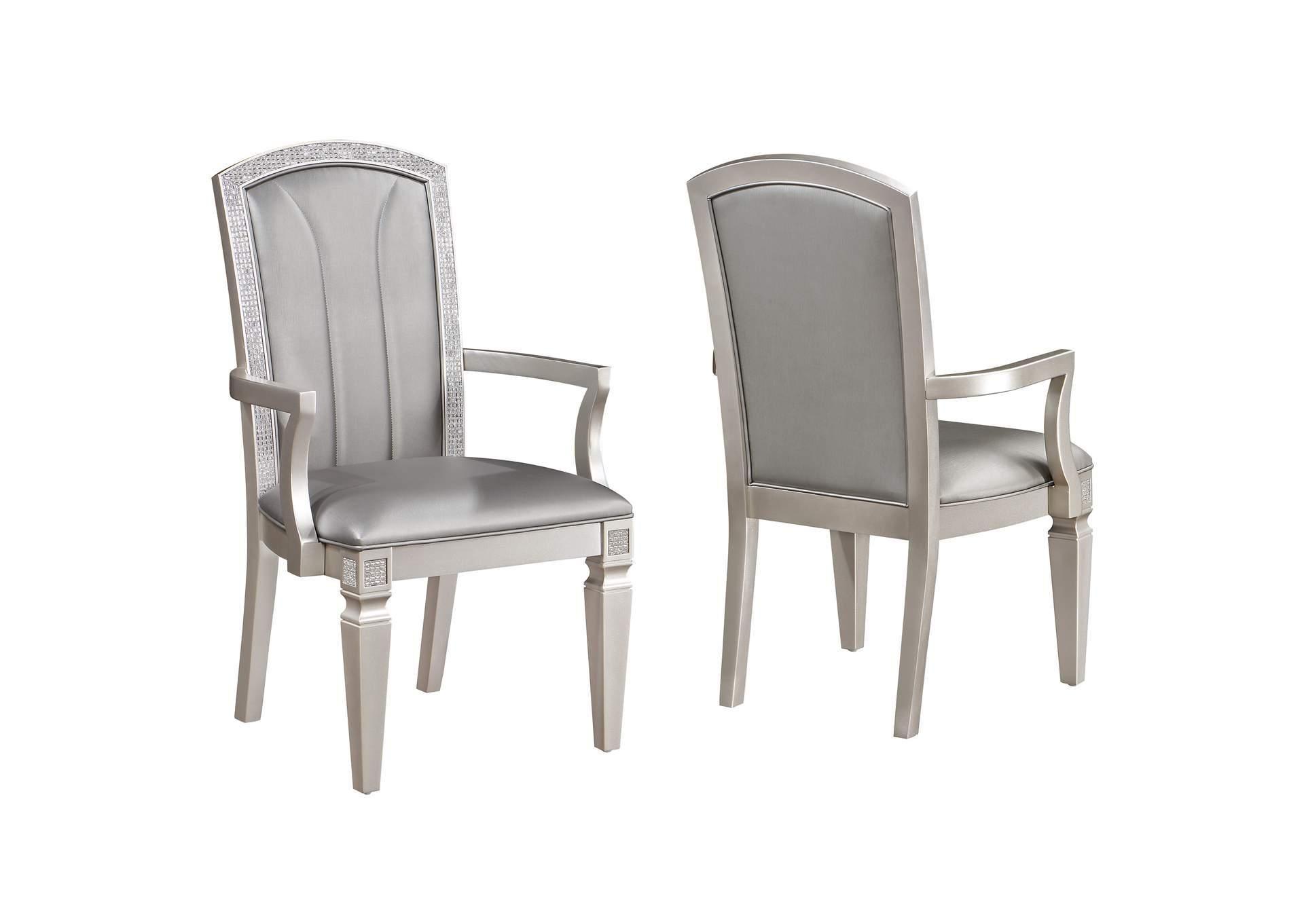 Crown Mark - Klina - Arm Chair (Set of 2) - Pearl Silver - 5th Avenue Furniture