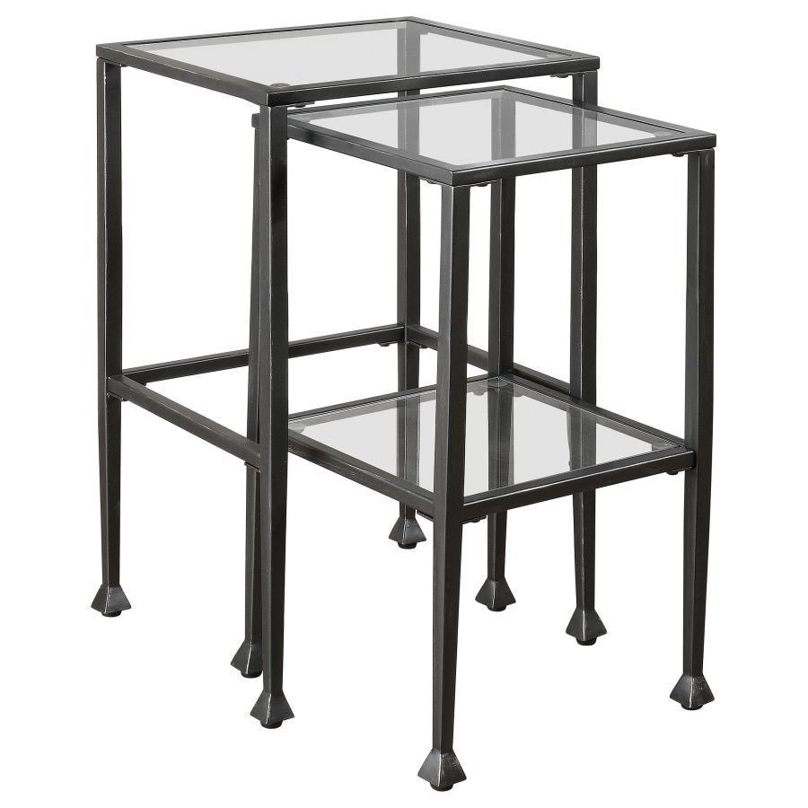 CoasterEssence - Leilani - 2 Piece Glass Top Nesting Tables - Black - 5th Avenue Furniture