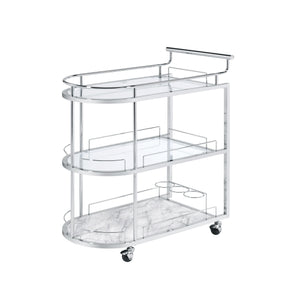 ACME - Inyo - Serving Cart - Clear Glass & Chrome Finish - 5th Avenue Furniture