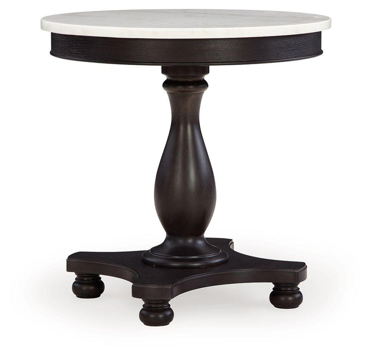 Signature Design by Ashley® - Henridge - Black / White - Accent Table With Pedestal Base - 5th Avenue Furniture