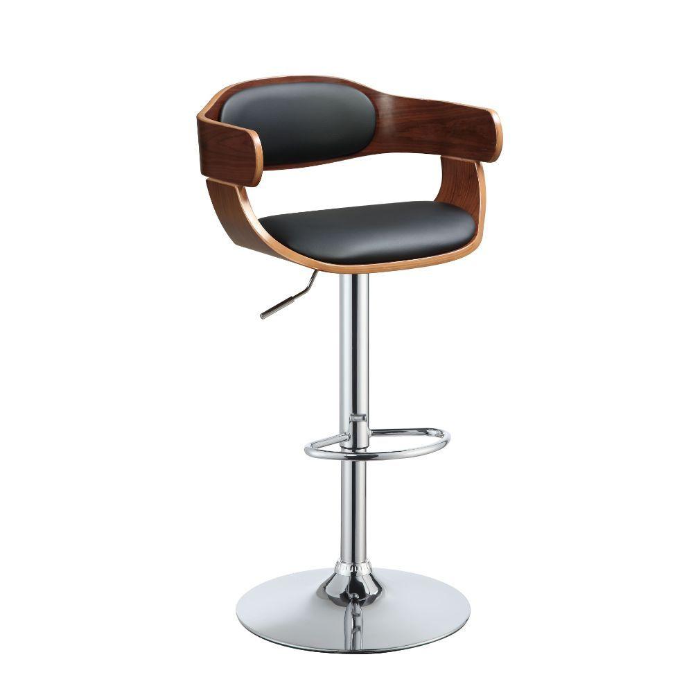 ACME - Camila - Stool - Black PU & Walnut - Metal - 42" - 5th Avenue Furniture