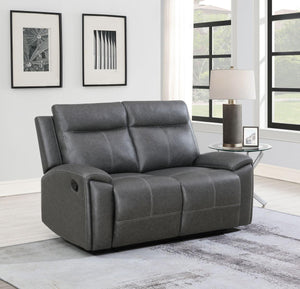 Steve Silver Furniture - Gaston - Manual Reclining Loveseat - Gray - 5th Avenue Furniture