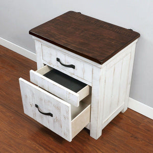 Furniture of America - Alyson - Nightstand With USB Plug - Distressed White / Walnut - 5th Avenue Furniture