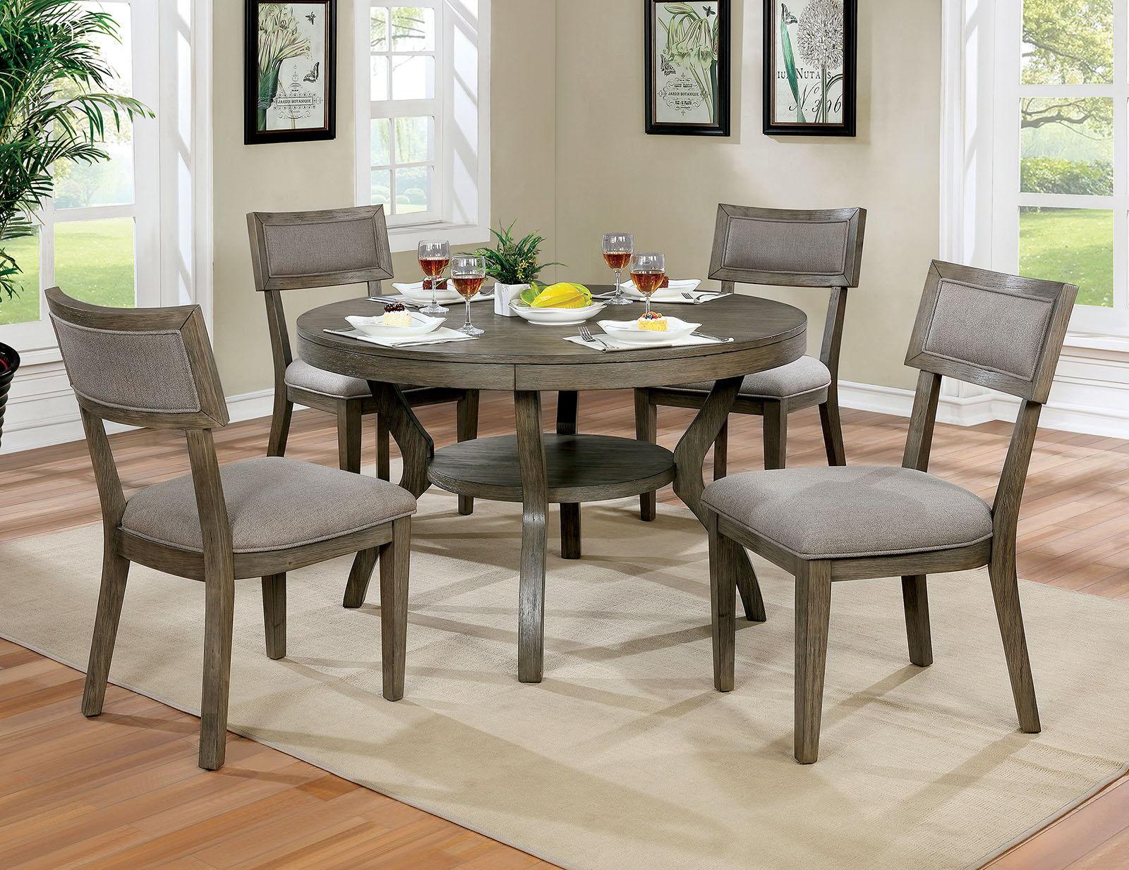 Furniture of America - Leeds - Round Dining Table - Gray - 5th Avenue Furniture