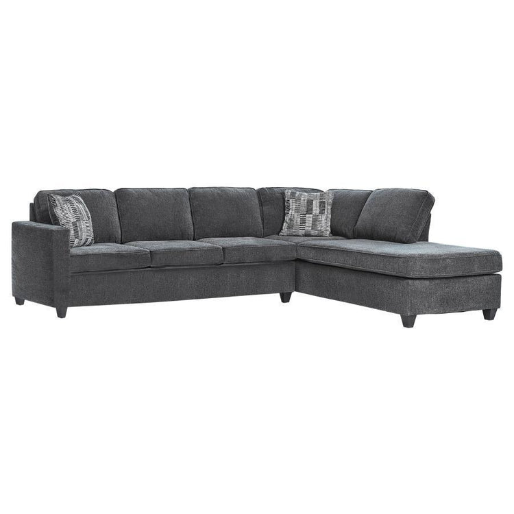 CoasterEssence - Mccord - 2 Piece Cushion Back Sectional - Dark Gray - 5th Avenue Furniture