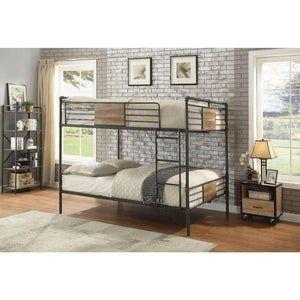 ACME - Brantley - Queen Over Queen Bunk Bed - Sandy Black & Dark Bronze Hand-Brushed - 5th Avenue Furniture