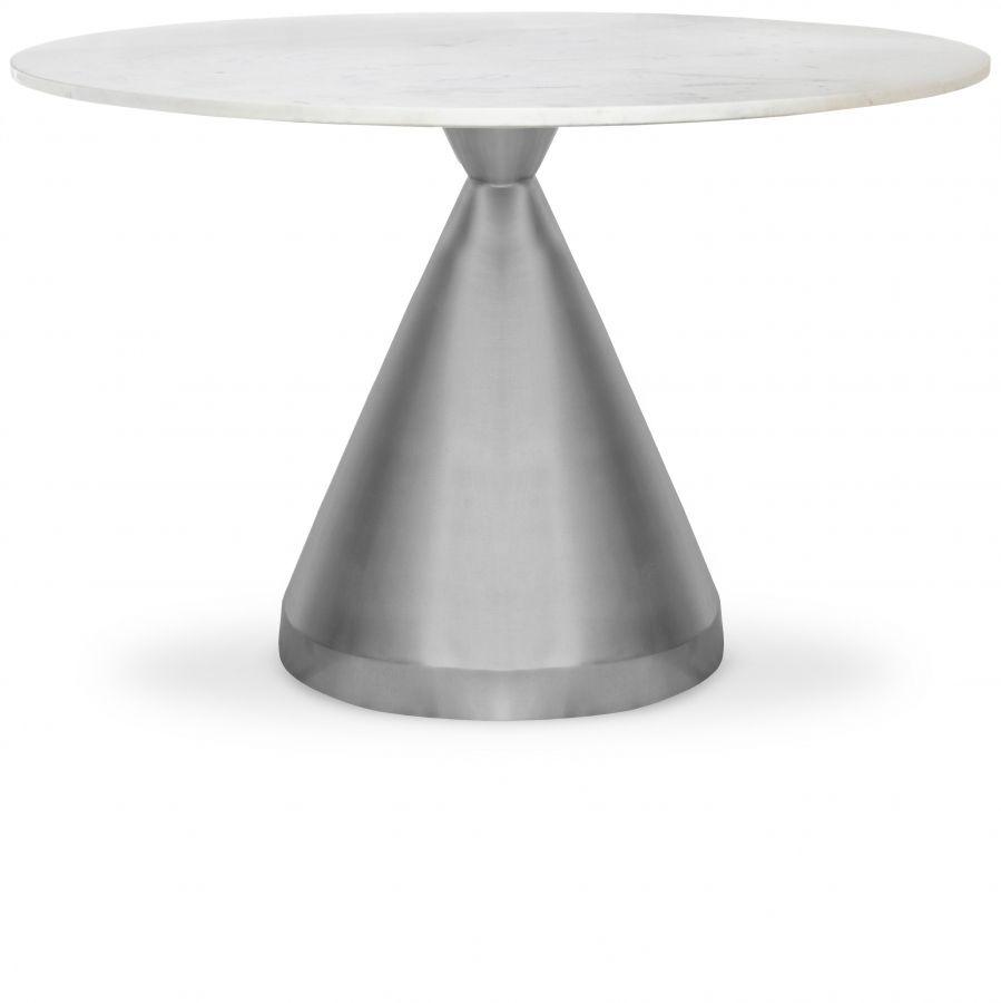 Meridian Furniture - Emery - Dining Table - White - Marble/Stone - 5th Avenue Furniture