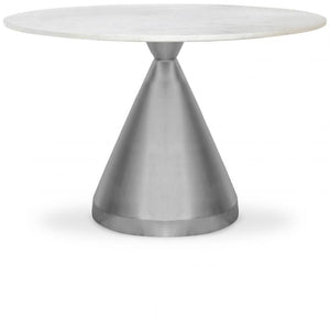 Meridian Furniture - Emery - Dining Table - White - Marble/Stone - 5th Avenue Furniture